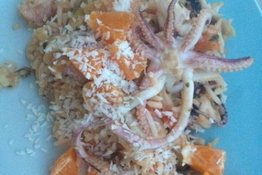 Рецепт ризотто из морепродуктов с кокосом