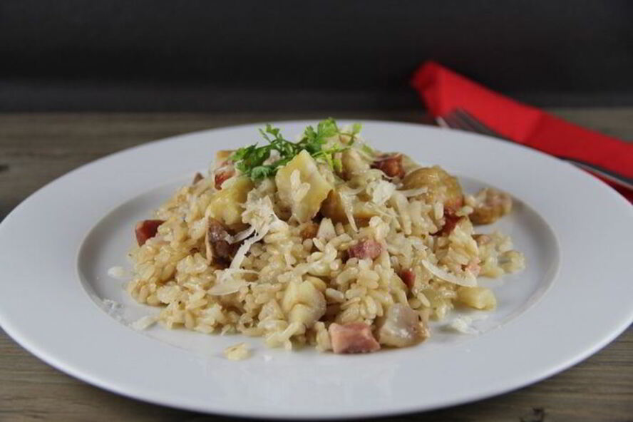 Рецепт ризотто с каштанами и грудинкой