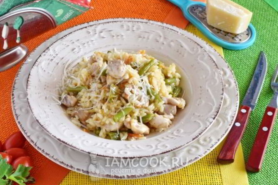 Рецепт ризотто с курицей и овощами