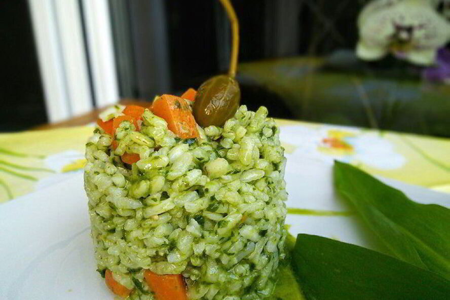 Рецепт ризотто с соусом из черемши