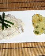 Судак по-монастырски с ризотто