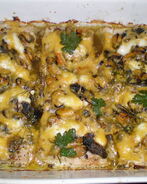 Рыба, запеченная с мидиями