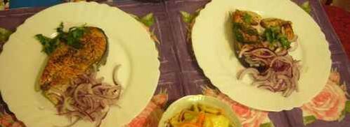 рыба жареная с овощами. Шаг 15