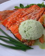 Семга-гриль с мороженым из петрушки