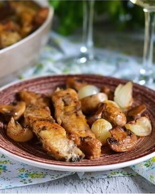 Скумбрия с грибами