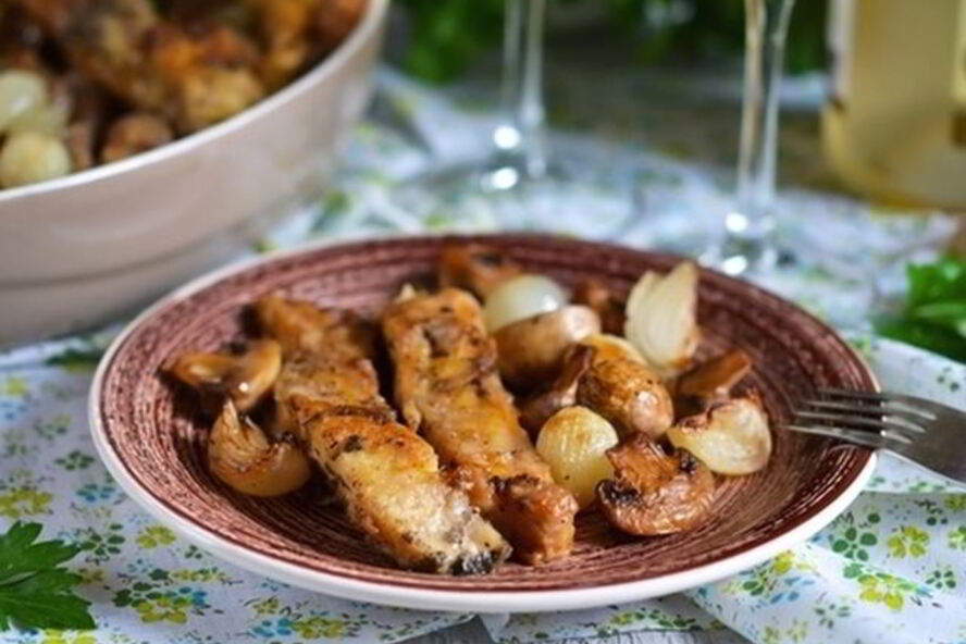 Рецепт скумбрии с грибами