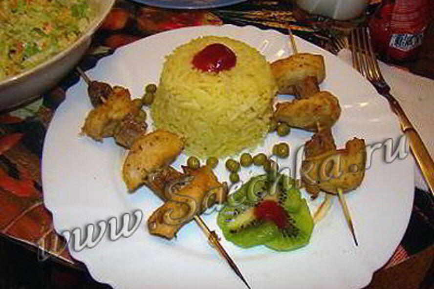 Рецепт куриного шашлыка с бананом