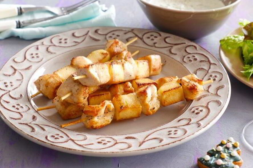 Рецепт шашлычков из куриной грудки с яблоком
