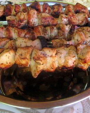 Шашлык из курицы с лимоном