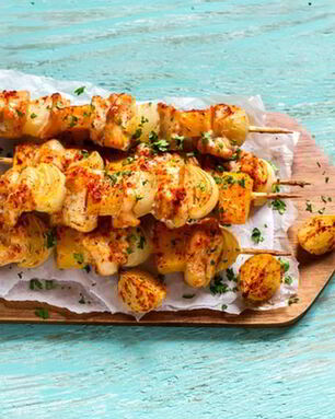 Шашлык из курицы с тыквой и яблоком