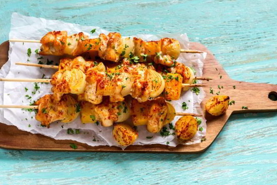 Рецепт шашлыка из курицы с тыквой и яблоком