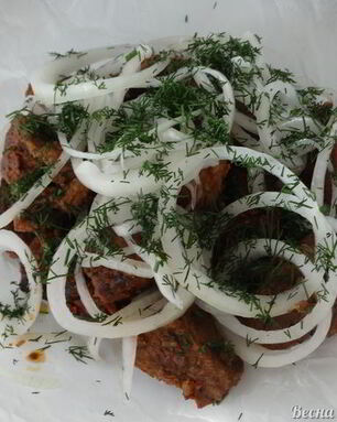 Шашлык из мяса на сковороде