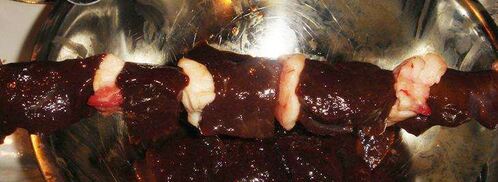 шашлык из печени с салом. Шаг 4