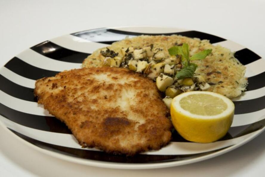 Рецепт куриного шницеля с рисовым драником