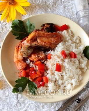 Стейки из сома с рисом в мультиварке