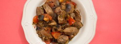 жаркое из свинины с острыми баклажанами и шампиньонами. Шаг 8