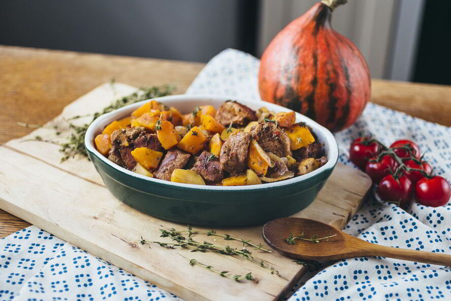 Рецепт жаркого из телятины с картофелем и тыквой