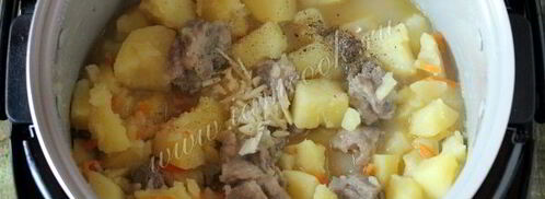 жаркое с солеными огурцами в мультиварке. Шаг 7