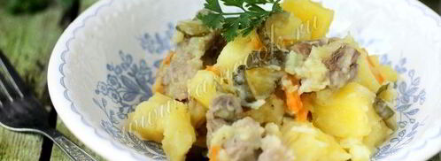 жаркое с солеными огурцами в мультиварке. Шаг 9