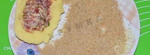 картофельные зразы в духовке с мясным фаршем и сыром. Шаг 6