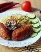 Рыбные зразы с грибами и сыром