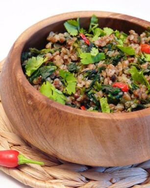 Гречка с чили и шпинатом