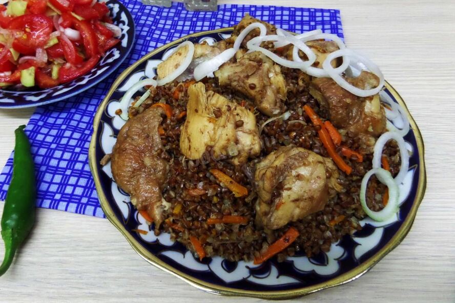 Рецепт гречки с куриным мясом в казане