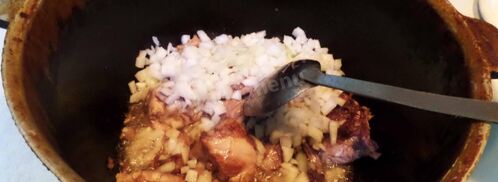 гречка с куриным мясом в казане. Шаг 6