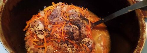 гречка с куриным мясом в казане. Шаг 8