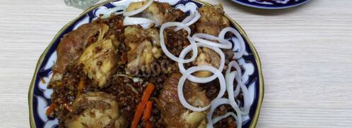 гречка с куриным мясом в казане. Шаг 10