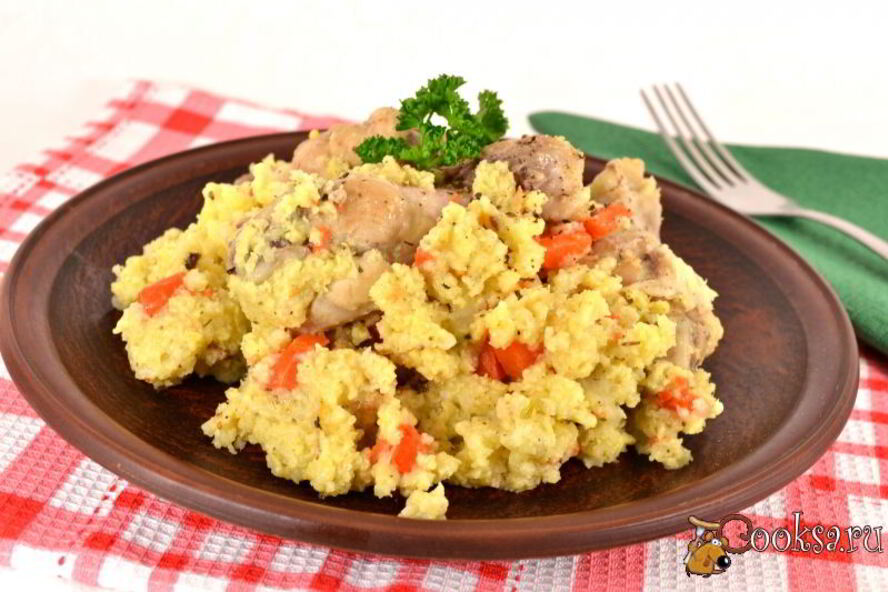 Рецепт каши пшенной с куриными крылышками в мультиварке