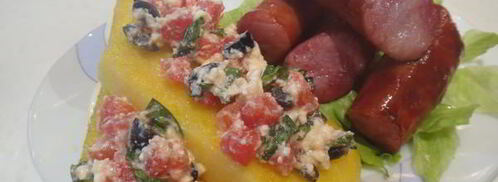 пикантная полента с копченными колбасками. Шаг 7