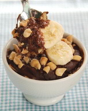 Шоколадная манная каша с банановым муссом