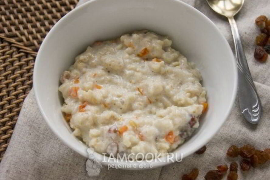Рецепт овсяной каши на молоке с тыквой и изюмом