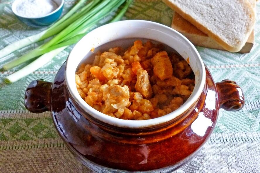 Рецепт каши с мясом в горшочке в духовке перловая