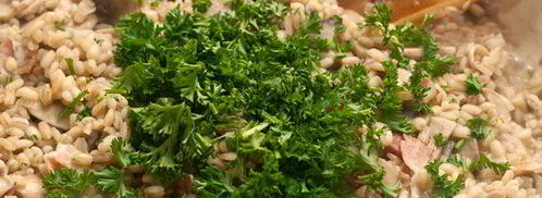 перловая каша с грибами и беконом. Шаг 7