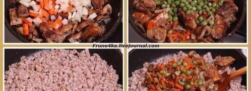 перловая каша с мясом, грибами и овощами. Шаг 3