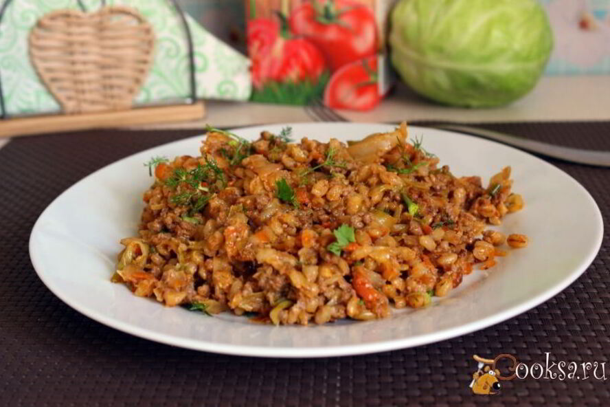 Рецепт вкусной перловой каши с мясным фаршем и овощами