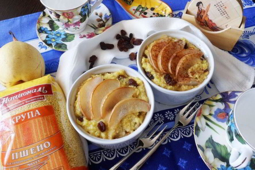 Рецепт каши пшенной с грушами и изюмом