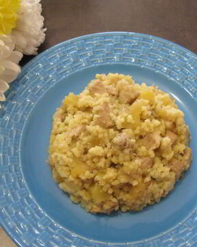 Пшенная каша с картофелем и свининой