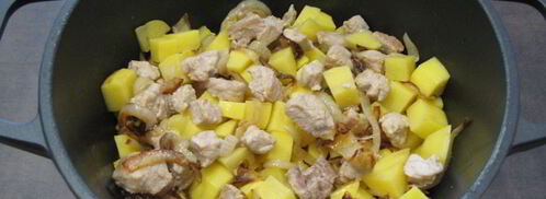 пшенная каша с картофелем и свининой. Шаг 8