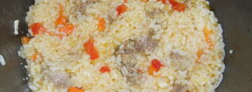 рисовая каша со свининой и овощами в мультиварке. Шаг 7