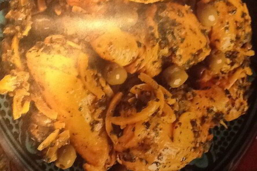 Рецепт таджина с курицей, лимонами и зелеными оливками