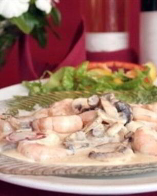 Креветки с текилой в сливках