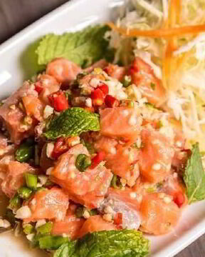 Семга мохито с салатом из фенхеля