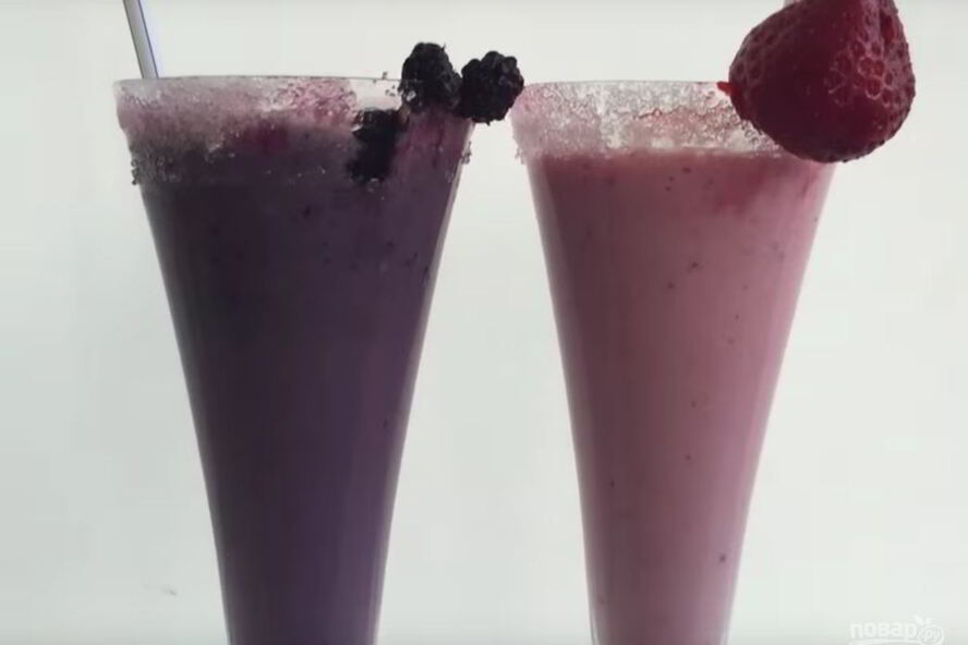 Рецепт молочного коктейля из черники и шелковицы