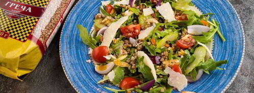 салат из гречки с копченой курицей и томатами. Шаг 8