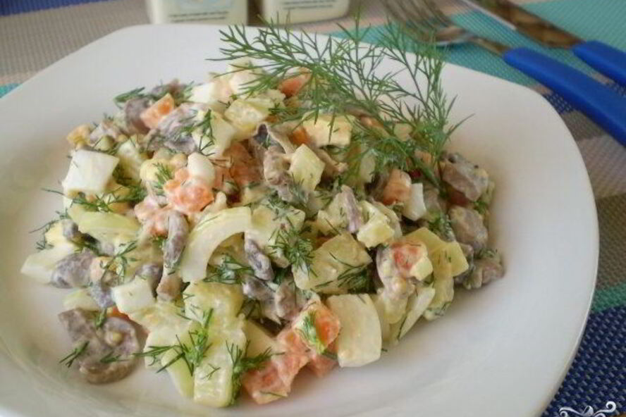 Рецепт салата с картошкой и грибами