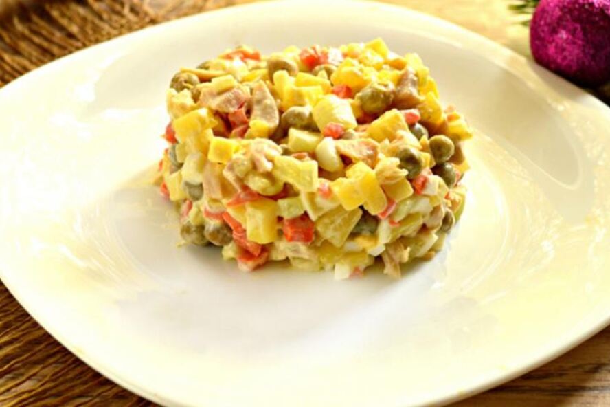 Рецепт оливье с кальмарами