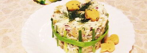 оливье с маринованными грибами. Шаг 9